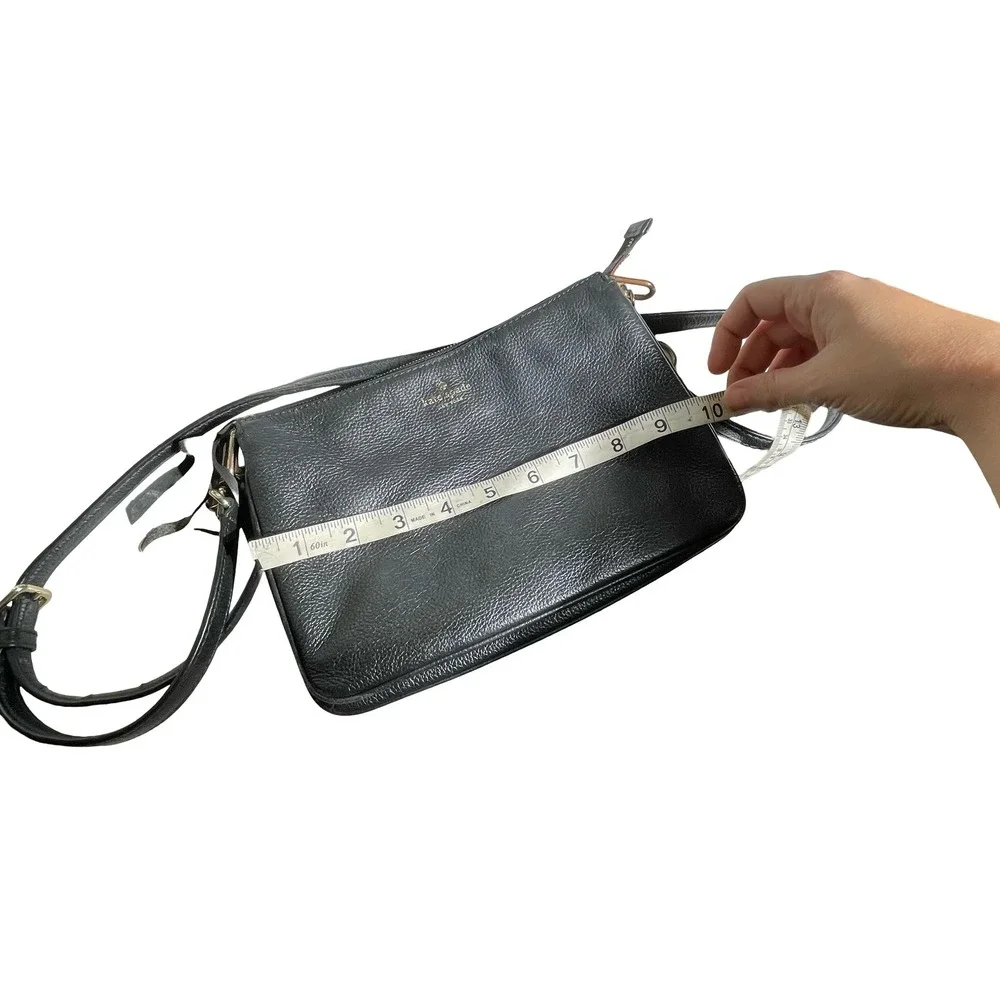Kate Spade New York Black Pebbled Leather Crossbody Bag Gold Hardware Slim Zip